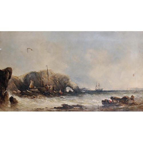 288 - William McAlpine (19th - 20th Century) British. A Coastal Scene, with Beached Vessels, Oil on Canvas... 