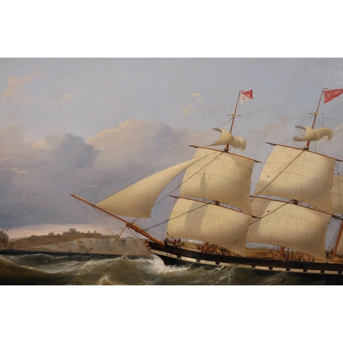 289 - Samuel Walters (1811-1882) British. ‘Acadia (419 tons) off Dover’, with Dover Castle, Harbour and Sh... 