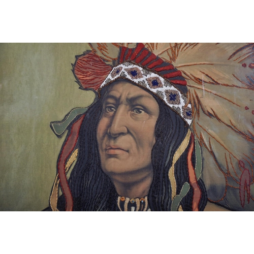 304 - Early 20th Century American School. Study of a Native American with a Headdress, Mixed Media with Be... 