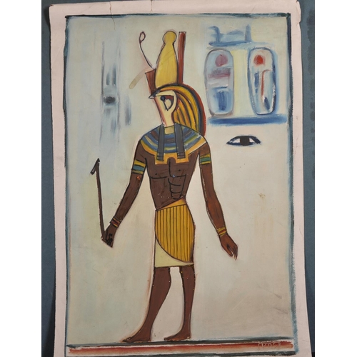 306 - Ken Abendana Spencer (1929-2005) Jamaican. An Egyptian Figure, Mixed Media, Signed with Initials, Un... 