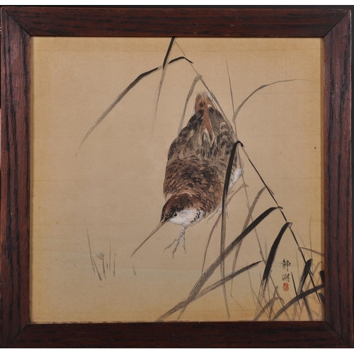 313 - Okuhara Seiko (1837-1913) Japanese. A Bird on a Branch, Woodblock, Signed with Motif, 9.25” x 9.5” (... 