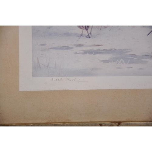 321 - Archibald Thorburn (1860-1935) British. Snipe in a Winter Landscape, Print, Signed in Pencil, 8.25” ... 