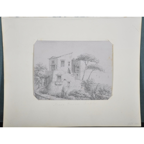 329 - 19th Century Italian School. A Figure Walking under a Ruin, Watercolour, Unframed, 7.75