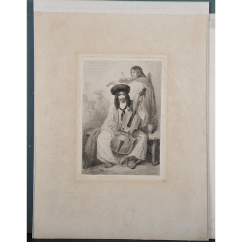 336 - 19th Century Italian School. Study of Musicians, Etching, with a Collection Stamp in Red ‘PB’, Unfra... 