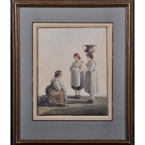 345 - Franz Keiserman (1765-1833) Swiss. A Mother and Two Children Resting, Watercolour, Signed, 9” x 6.75... 