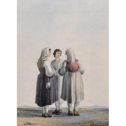 345 - Franz Keiserman (1765-1833) Swiss. A Mother and Two Children Resting, Watercolour, Signed, 9” x 6.75... 