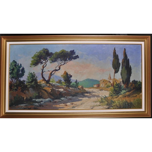 354 - Guy Le Florentin (20th Century) French. Villas in a Landscape, Oil on Board, Signed, 19.5