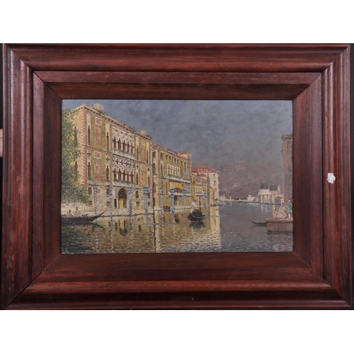 357 - Emilio Fossati (19th – 20th Century) Italian. A Venetian Canal Scene, Oil on Panel, Signed, 12” x 18... 