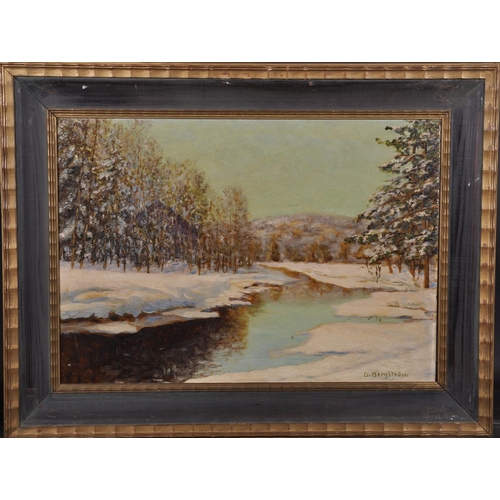 359 - D… Bergstrom (19th – 20th Century) Swedish. A Winter River Landscape, Oil on Board, Signed, 13” x 18... 