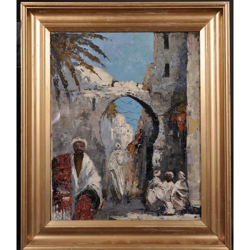 364 - Early 20th Century European School.  A Middle Eastern Street Scene with Figures, Oil on Canvas, Indi... 