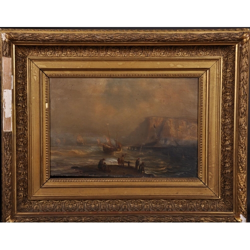 366 - 19th Century French School. A Beach Scene with Figures, Oil on Canvas, 10.5