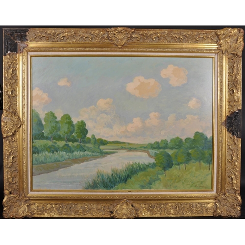 369 - Pierre-Edmond Peradon (1893-1981) French. A Tranquil River Landscape, Oil on Panel, Signed, 23” x 31... 