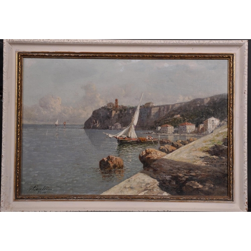 381 - Giuseppe Carelli (1858-1921) Italian. “Vico”, a Coastal Scene, Oil on Canvas laid down, Signed and I... 