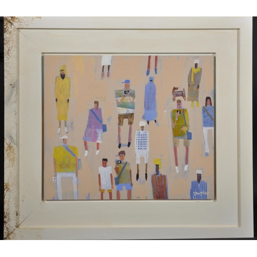 398 - Frank Taylor (1946-    ) British. “Tourists and Locals, Marrakech” Oil on Board, Signed, and Inscrib... 