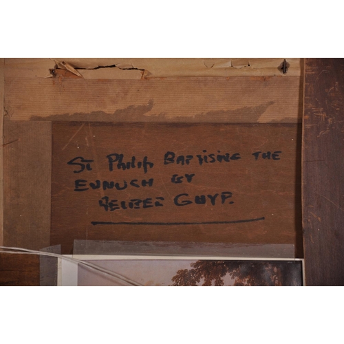 51 - After Albert Cuyp (1620-1691) Dutch. ‘St Philip Baptising the Eunuch’, Watercolour, Inscribed on the... 