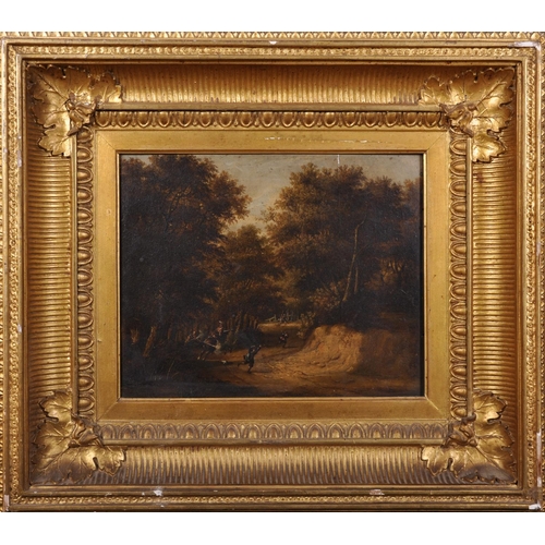 53 - 18th Century Dutch School. An Ambush in a Forest Scene, Oil on Panel, 9.75” x 12” (24.7 x 30.5cm)