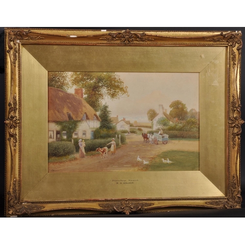 59 - Robert Hollands Walker (act.1882-1922) British. “Princethorp, Warwick”, a Village Scene, with Figure... 