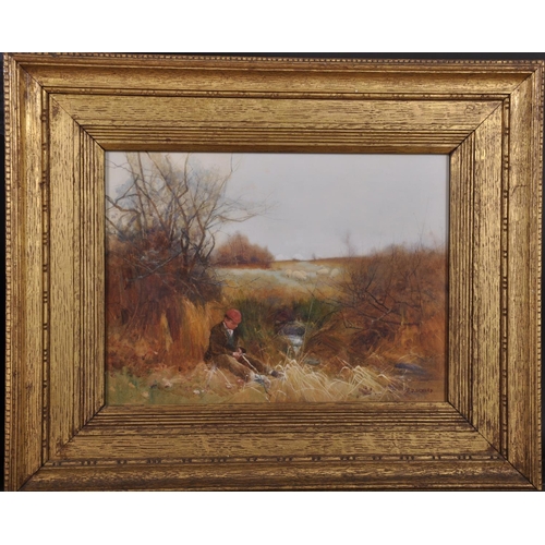 68 - Benjamin D… Sigmund (1857-1947) British. “The Shepherd Boy”, a Young Boy Sitting in the Reeds, Water... 
