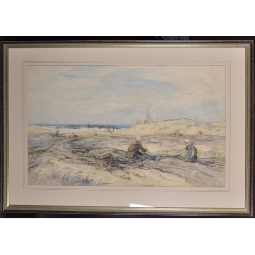 74 - Frederick Stuart Richardson (1855-1934) British. A Dutch Beach Scene with Figures, Watercolour, Sign... 