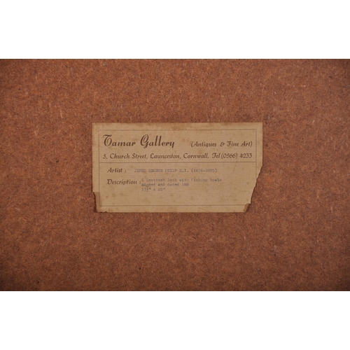 99 - James George Philp (1816-1885) British. A Scottish Mountainous River Landscape, with Figures by Boat... 