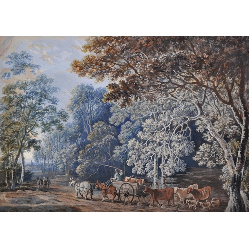 1 - C… Powell (18th – 19th Century) British. A Wooded Landscape with a Horse and Cart and Cattle, Gouach... 