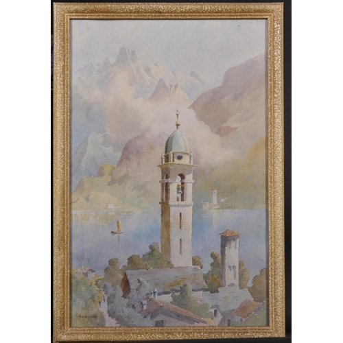 103 - Henry Richard Beadon Donne (1860-1949) British. An Alpine Scene, Watercolour, Signed, 20” x 13.25” (... 