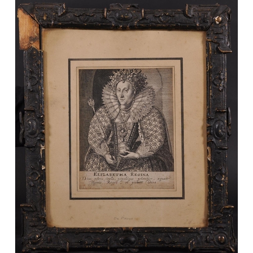 1 - Circle of Crispin de Passe (1564-1637) Dutch. “Elizabetha Regina”, Circa 1620, Engraving, overall 5.... 