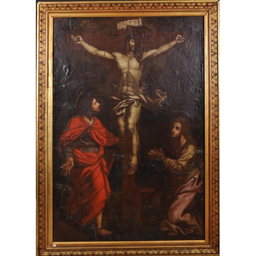 10 - 18th Century Flemish School. Christ on the Cross, Oil on Canvas laid down, 52.5” x 35.5” (133.3 x 90... 