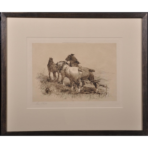 108 - Thomas Blinks (1860-1912) British. A Plough Team, Etching, Signed in Pencil, 9” x 13” (23 x 33cm)