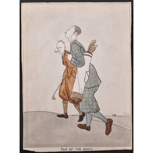 109 - 20th Century English School. “Two of the Bhoys”, on a Golf Course, Watercolour, Inscribed, Unframed,... 