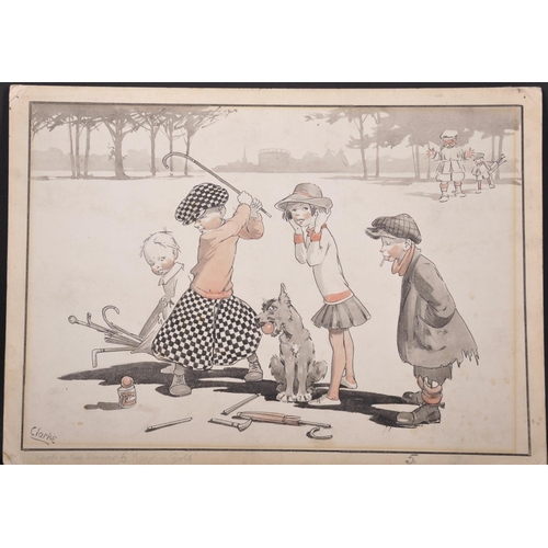 110 - Richard E Clarke (1878-1954) British. “Sports in their Seasons – May – Golf”, Watercolour and Ink, S... 