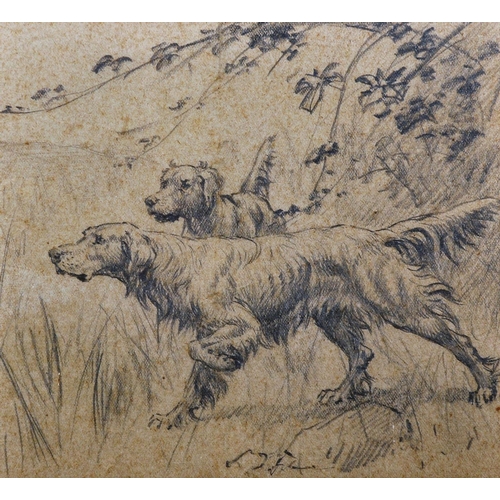 119 - Circle of Thomas Blinks (1860-1912) British. Study of Two Pointers, Pencil, 6” x 6.75” (15.2 x 17.2c... 