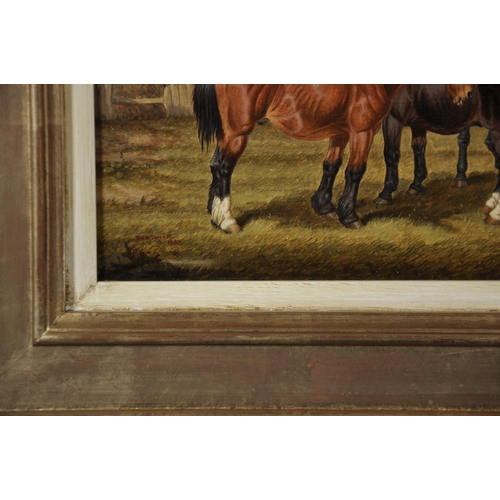 123 - William Henry Marmaduke Turner (1840-1870) British. 'Nags in a Field', Oil on Canvas, Signed and Dat... 