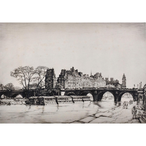 129 - Henry George Rushbury (1889-1968) British. A View of the Seine, Etching, Signed in Pencil, 11.75” x ... 