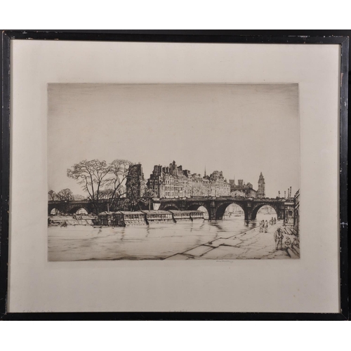 129 - Henry George Rushbury (1889-1968) British. A View of the Seine, Etching, Signed in Pencil, 11.75” x ... 