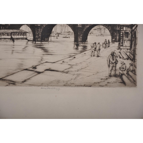 129 - Henry George Rushbury (1889-1968) British. A View of the Seine, Etching, Signed in Pencil, 11.75” x ... 