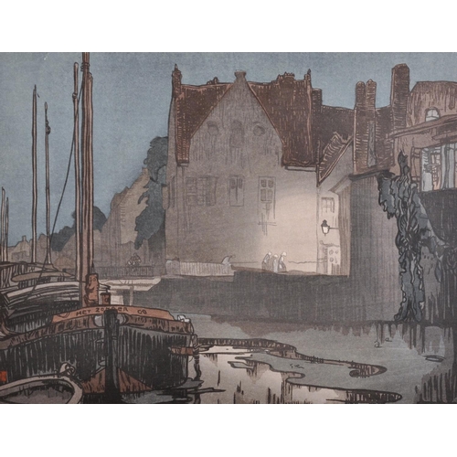 132 - Frank Brangwyn (1867-1956) British & Yoshijiro Urushibara (1888-1953) Japanese. “Bruges at Dawn”, Wo... 