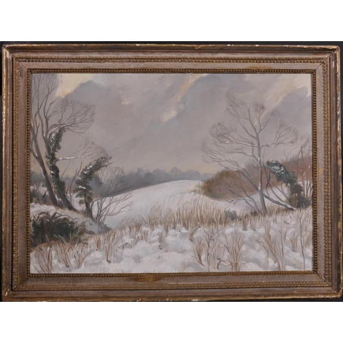 141 - Charles Thomas Wheeler (1892-1974) British. A Snowy Landscape, Oil on Board, Signed with Initials, a... 