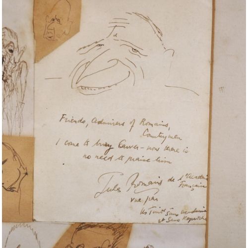 144 - Jules Romains (20th Century) British. “Friends, Admirers of Romains Countrymen”, Head Studies, Ink, ... 