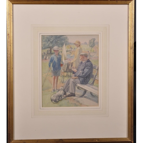 146 - Francis H Dodd (1874-1949) British. Figures in Conversation by a Park Bench, at the side of the Serp... 