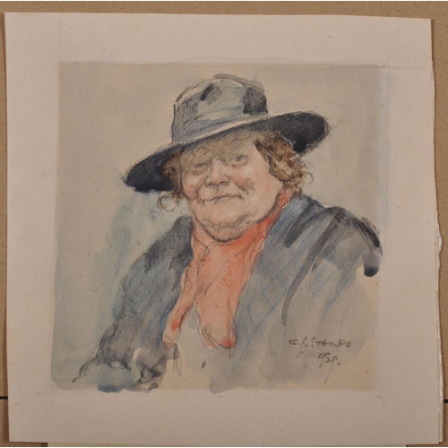 160 - George Loraine Stampa (1875-1951) British. ‘A Distinctive Hat’, Watercolour and Pencil, Signed and D... 