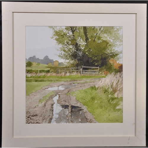 167 - Ian Sidaway (1951-    ) British. “Avebury”, A Country Track, Watercolour, Signed and Dated 2015 in P... 