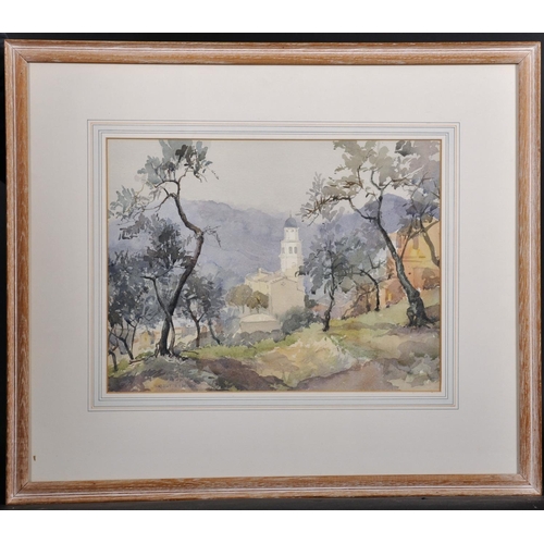 179 - Ernest Savage (1906-2017) British. “Monastery in the Mountains, Levanto, Italy”, Watercolour, Signed... 