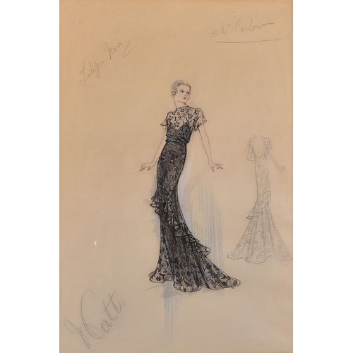 182 - 20th Century English School. A Fashion Sketch, Mixed Media, Inscribed in Pencil, 20” x 13.25” (50.8 ... 