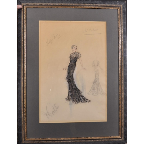 182 - 20th Century English School. A Fashion Sketch, Mixed Media, Inscribed in Pencil, 20” x 13.25” (50.8 ... 