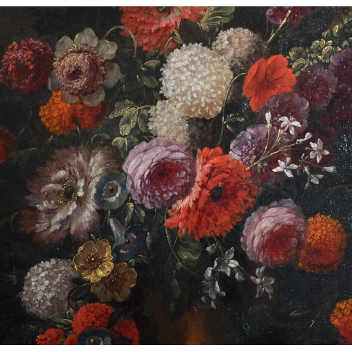 20 - Early 18th Century Italian School. Still Life of Flowers in an Urn, Oil on Canvas, 41.5” x 29” (105.... 