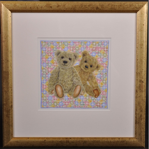 200 - Anne Mortimer (1958-    ) British. “Teddies”, Watercolour, Signed, and Inscribed on a label on the r... 