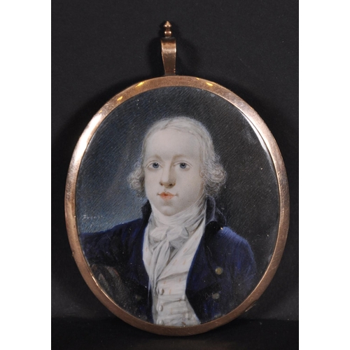 21 - Nicholas Freese (act.1794-1814) British. Portrait of a Young Gentleman, Miniature, Signed, with plai... 