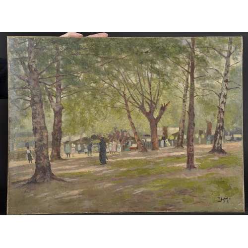 211 - Attributed to Henry Malfroy (1895-1944) British. A Park Scene, with Figures and Children, Oil on Can... 