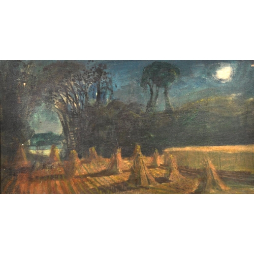 213 - Shelley (20th Century) British. A Harvesting Scene by Moonlight, Oil on Canvas, Signed on the revers... 